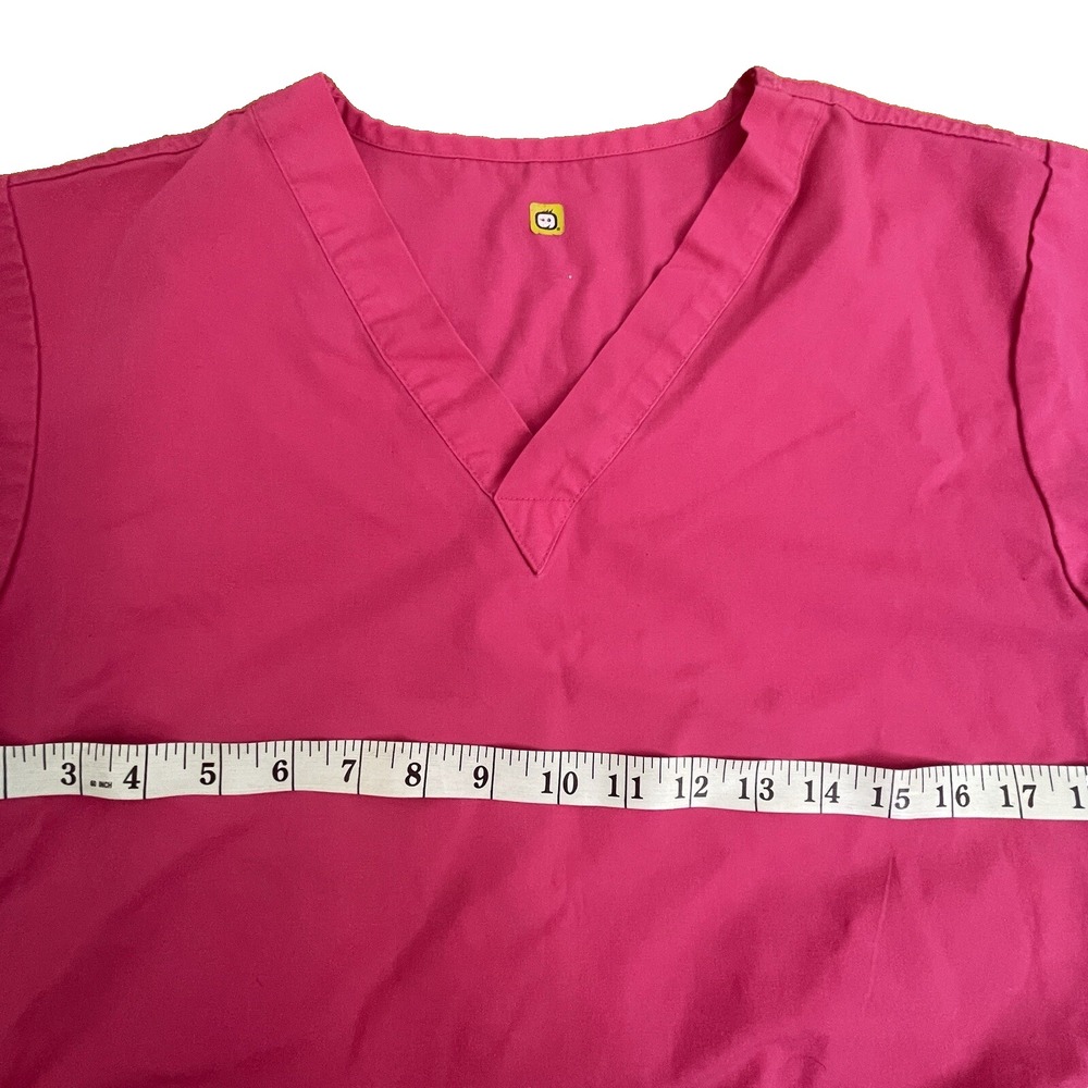 Scrub Top Women's Sz Small Short Sleeve Wonder Wink Bright Pink Solid